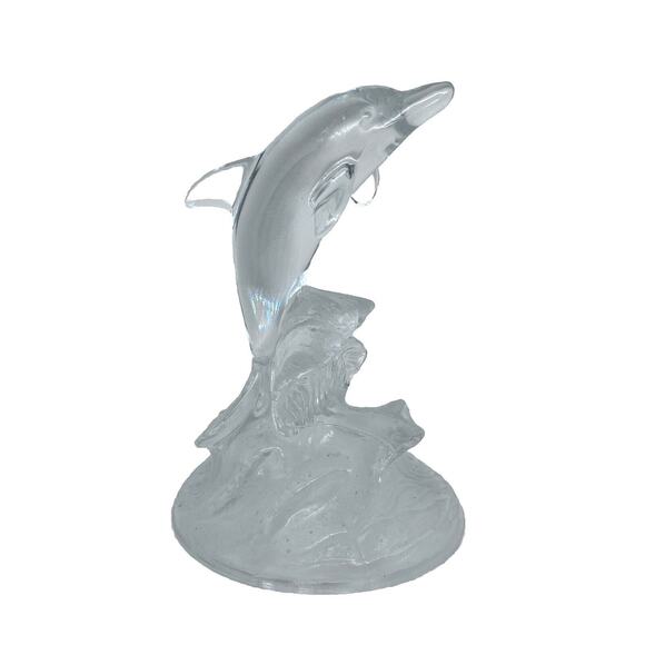 Cristal D’Arques Dolphin Figurine Clear 24% Lead Crystal Made in France Vintage - Picture 1 of 8